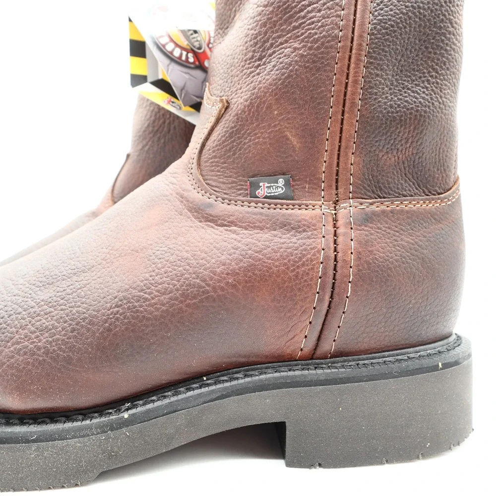 Justin Modern Steel Toe Work Boots Mens 7.5 EEE Brown Leather New In Box 4765
